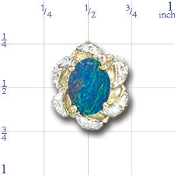 A1615 14K DOUBLET OPAL 12 DIAMOND SLIDE 